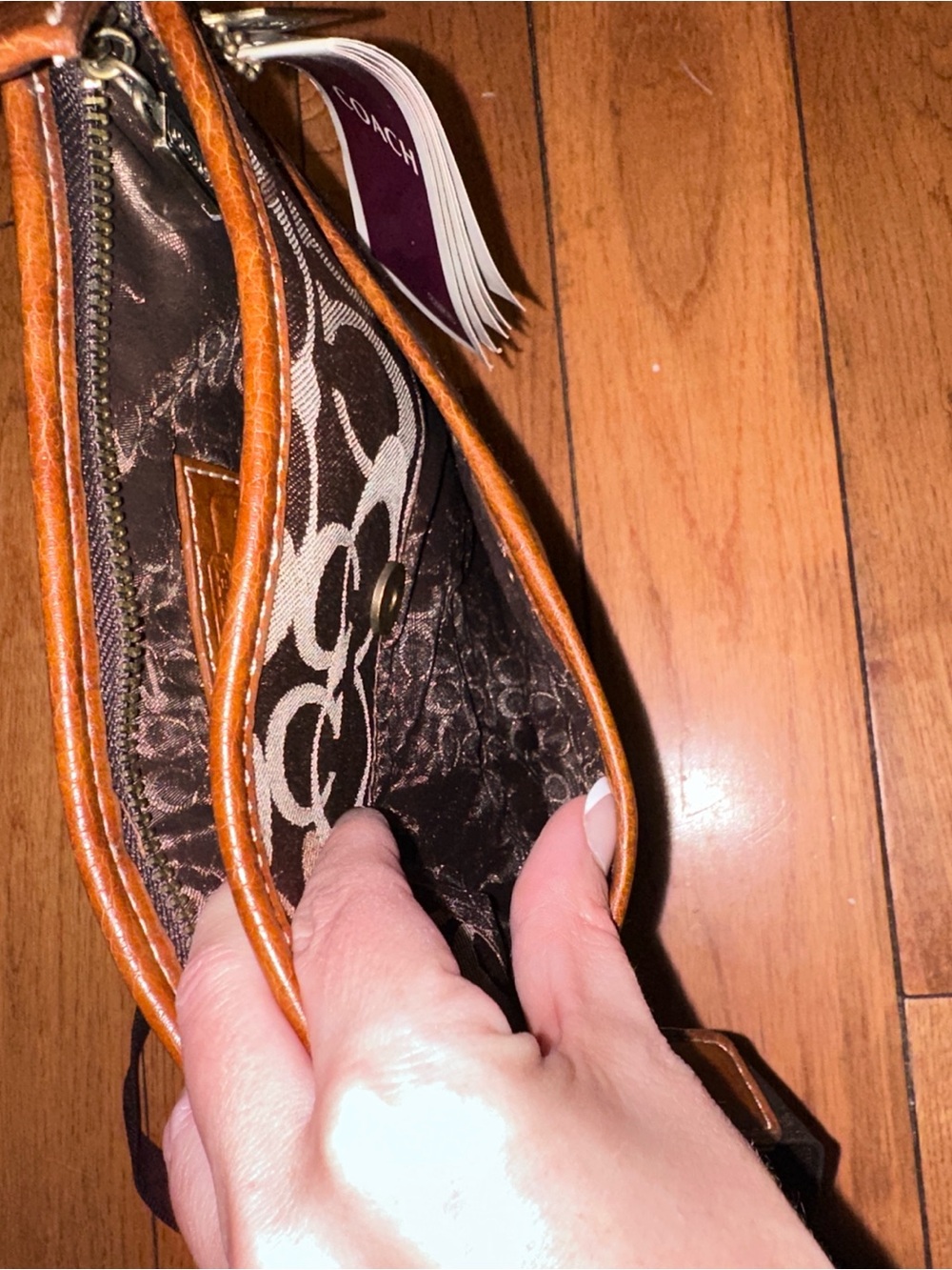 Coach Brown Signature Messenger Crossbody with Leather Trim - Picture 6 of 6